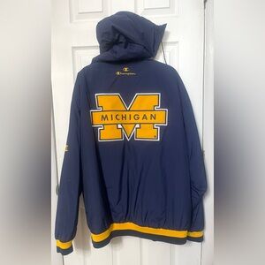 University Of Michigan Champion Full Zip Vintage Jacket Removable Hood Sz XL